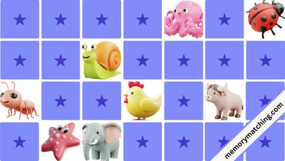 Animals Memory Game - match the cards