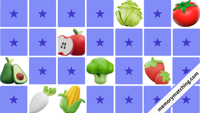 Fruits and Vegetables Memory Game - match the cards