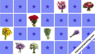 Flower Bouquets Memory Game - match the cards