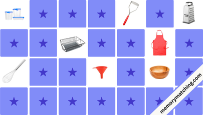 Kitchen Utensils Memory Game - match the cards