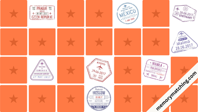 Passport Stamps Memory Game - match the cards