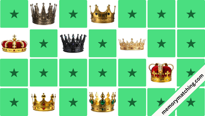 Royal Crowns Memory Game - match the cards