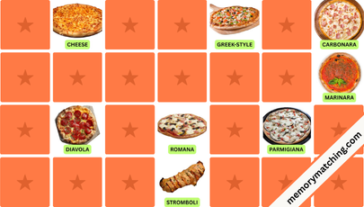 Traditional Pizzas Memory Game - match the cards