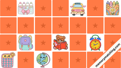 Back to School Memory Game - match the cards