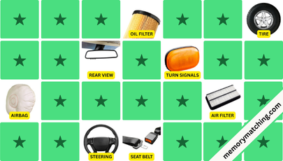 Car Parts Memory Game - match the cards