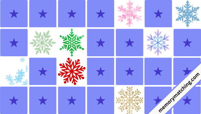 Colorful Snowflakes Memory Game - match the cards