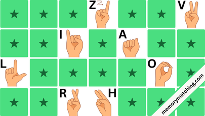 Deaf-Mute Language Memory Game - match the cards