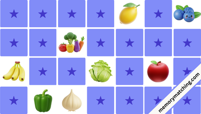 Fruits and Vegetables Memory Game - match the pairs