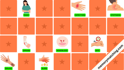 Injury Vocabulary Memory Game - match the cards