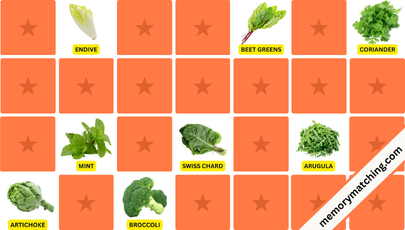 Leafy Greens Memory Game - match the cards