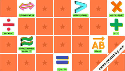 Math Symbols Memory Game - match the cards
