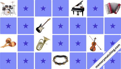 Musical Instruments Memory Game - match the cards