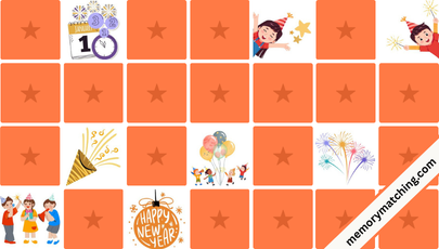 New Year Memory Game - match the cards