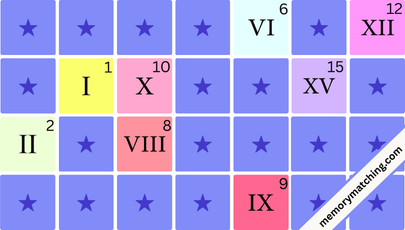Roman Numerals Memory Game - match the cards