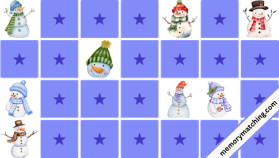 Snowman Friends Memory Game - match the cards