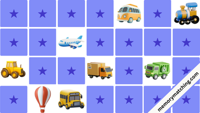 Transport Vehicles Memory Game - match the pairs