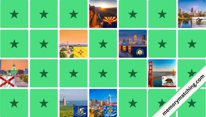 US State Flags Memory Game - match the cards