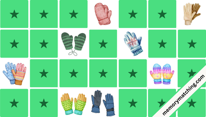 Winter Gloves Memory Game - match the cards