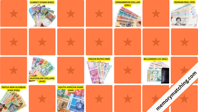 World Money Memory Game - match the cards