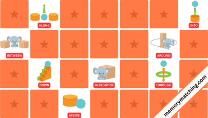 Prepositions Memory Game - match the cards