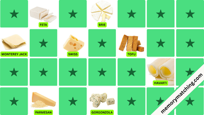 Cheese Types Memory Game - match the cards