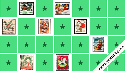 Christmas Stamps Memory Game - match the cards