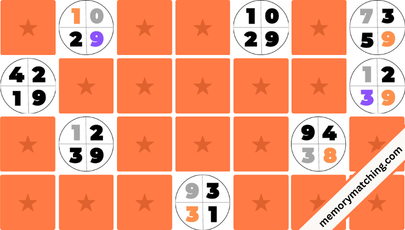 Cognitive Numbers Memory Game - match the cards