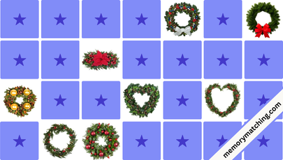 Holiday Wreaths Memory Game - match the cards