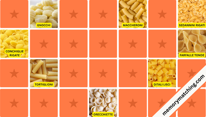 Types of Pasta Memory Game - match the cards
