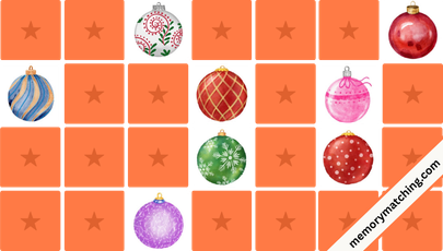 Christmas Ornaments Memory Game - match the cards