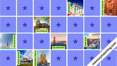 Famous Landmarks Memory Game - match the cards