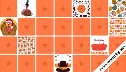 Happy Thanksgiving Memory Game - match the cards