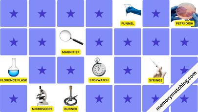 Lab Equipment Memory Game - match the cards