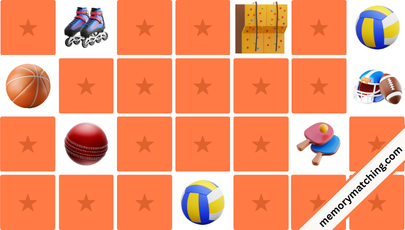Sports Equipment Memory Game - match the pairs