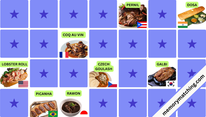 Traditional Foods Memory Game - match the cards