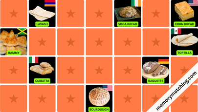 World Breads Memory Game - match the cards
