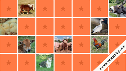 Farm Animals Memory Game - match the cards