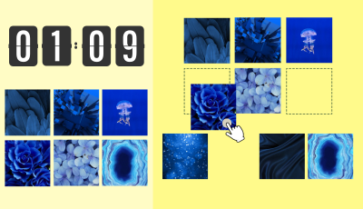 Blue Serenity grid memory game - memorize calming blue picture positions