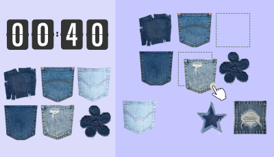 Denim Patch picture matching game - drag and match denim patch images to their correct spots