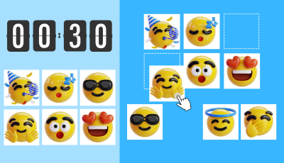 Funny Emoji grid memory game - memorize playful emoji positions