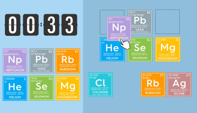 Periodic Table grid memory game - memorize element positions on the grid