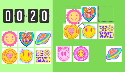 Positive Vibes grid memory game - memorize uplifting picture positions